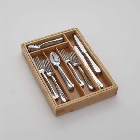 img 1 attached to 🎍 Bamboo Drawer Organizer by Copco - Expandable Flatware Tray