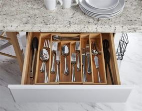 img 2 attached to 🎍 Bamboo Drawer Organizer by Copco - Expandable Flatware Tray