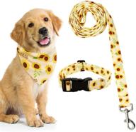 🌻 sunflower dog collar bandana leash set - ciyvolyeen 3pcs, ideal for small medium pets puppies, perfect for outdoor walking, running, training in summer & fall, great dog scarf gift logo