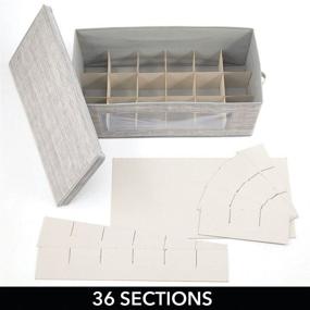 img 2 attached to mDesign Striped Large Storage Box with Lid, Dividers and Window - Perfect for 📦 Organizing Ornaments, Ribbons, Bows - Textured Print - in Taupe/Tan Color- Ideal for Closets, Bedrooms, Basements