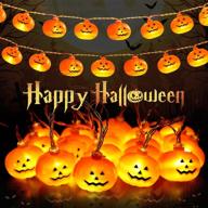 🎃 halloween string lights - 20 led battery operated decorative pumpkin lights for indoor/outdoor halloween decorations in bedroom, fireplace, party, house, yard, garden логотип