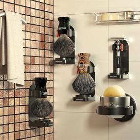 img 3 attached to 🪒 Convenient Hanging Shaving Holder: 2pcs Black ABS Assembly Type Stand for Brushes and Razors