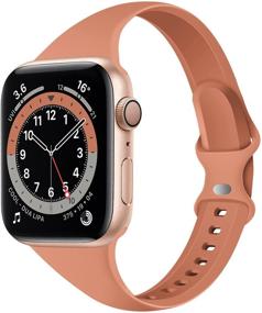 img 4 attached to 👉 Тонкий силиконовый спортивный ремешок Acrbiutu для Apple Watch 38 мм/40 мм - коричневый, совместим с iWatch SE Series 1/2/3/4/5/6