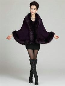 img 3 attached to 👰 Elfjoy Bridal Faux Fur Cashmere Wool Shawl Cloak Cape Coat for Winter Weddings and Parties