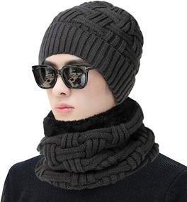 img 3 attached to Warm Knit Winter Hat, Scarf, and Touch Screen Gloves Set - Perfect Gifts for Men and Women