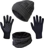 warm knit winter hat, scarf, and touch screen gloves set - perfect gifts for men and women logo