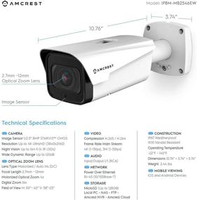 img 2 attached to 📷 Amcrest 4K Outdoor POE IP Camera with Varifocal 8MP Bullet, 4X Optical Zoom, 2.7mm~12mm Lens, IP67 Weatherproof, IK10 Resistant, MicroSD Recording - (IP8M-MB2546EW)