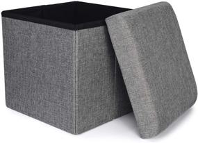 img 4 attached to RONSTA Storage Foldable Ottomans Linen Gray Furniture and Accent Furniture