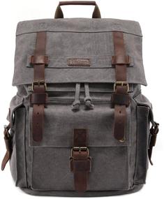 img 1 attached to 🎒 Kattee Men's Canvas Leather Backpack: Ideal for Hiking, Travel and School