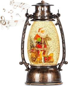 img 3 attached to 🎅 Bronze Christmas Snow Globes Musical featuring Santa Claus & Dog, Snowglobes Christmas Lantern Glitter Lighted for Festive Decorations and Gift