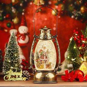 img 2 attached to 🎅 Bronze Christmas Snow Globes Musical featuring Santa Claus & Dog, Snowglobes Christmas Lantern Glitter Lighted for Festive Decorations and Gift