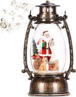 🎅 bronze christmas snow globes musical featuring santa claus & dog, snowglobes christmas lantern glitter lighted for festive decorations and gift логотип