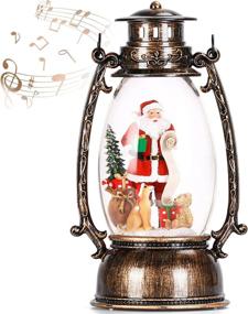 img 4 attached to 🎅 Bronze Christmas Snow Globes Musical featuring Santa Claus & Dog, Snowglobes Christmas Lantern Glitter Lighted for Festive Decorations and Gift
