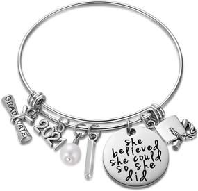 img 4 attached to Ukodnus Class of 2021 Graduation Gift - Senior 2021 Graduation Bracelet - Inspirational Graduation Gifts for Her - 26 Initial Charm Bracelets for College & High School Girls