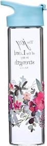 img 3 attached to Christian Art Gifts Glass Water Bottle - The Joy Of The Lord Nehemiah 8:10 - Pink Floral Design - 20oz - Light Blue