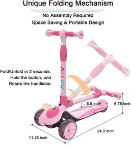 img 2 attached to 🛴 Allek F01 Folding Kick Scooter for Kids: Height Adjustable, Foldable Handlebar, LED Flashing Glider with Dual Color Anti-Slip Deck - Perfect for Boys and Girls Aged 3-12