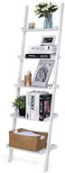 📚 hynawin 5-tier bamboo ladder shelf: versatile storage rack & stunning white wall leaning bookshelf logo