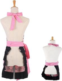 img 2 attached to Surblue Vintage Floral Apron with Mommy and Me Design - 2 Pockets, Extra-Long Cotton Tie