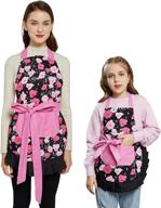 surblue vintage floral apron with mommy and me design - 2 pockets, extra-long cotton tie логотип