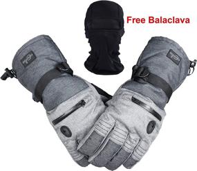 img 3 attached to Waterproof Cold Winter Melange Gloves and Balaclava Set for Men's Skiing and Snowboarding