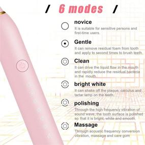 img 2 attached to 🎁 2-Piece Sonic Electric Toothbrush Set: Rechargeable, 6 Modes, Timer, 8 Brushheads - Perfect Christmas & New Year Gift (Pink and Black)