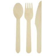 🌱 plasticpro disposable wooden cutlery sets - 400 piece total: eco friendly biodegradable compostable utensils logo