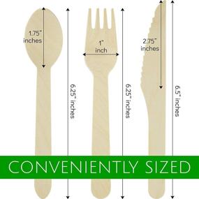 img 3 attached to 🌱 Plasticpro Disposable Wooden Cutlery Sets - 400 Piece Total: Eco Friendly Biodegradable Compostable Utensils