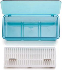 img 3 attached to 🍽️ AIYoo Flatware Tray: Ultimate Kitchen Drawer Organizer with Lid, Drainer, and Dust-Proof Cover - Plastic Cutlery and Utensil Storage Container in Blue