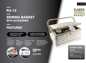 img 2 attached to 🧵 Smartek Classic Fabric Design Sewing Basket: Sewing Kit Accessories, Organizer, and Storage with Removable Tray, Built-in Pin Cushion - Large Size (10.8" x 6.6")