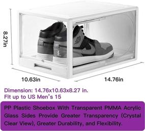 img 1 attached to 👟 Premium Acrylic Shoe Storage Boxes - Multipurpose Shoe Containers for Sneakerheads - Drawer Type Stackable Clear Plastic Shoe Boxes - Shoe Bin & Shoe Tree - Large Drop Front Shoe Box With Lids - Storage Containers for Shoes - Transparent Cap Box Hat Rack Storage Box - Shoe Case - Black - Fits Men Size 12 13 14 15 (X-Large)