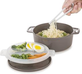 img 3 attached to 🍜 Prep Solutions by Progressive 4-Piece Microwave Ramen Bowl To-Go, Gray - PS-94GY: Convenient and Versatile for Ramen, Udon, Pho Noodles - BPA Free & Dishwasher Safe!