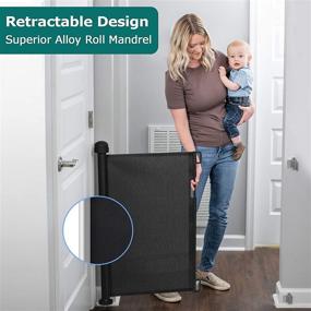 img 2 attached to 🐾 YOOFOR Retractable Baby Gate: Wide Mesh Safety Gate for Kids & Pets, Indoor/Outdoor Use - 33"x55" (Black)