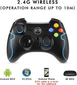 img 1 attached to 🎮 EasySMX 2.4G Wireless Controller for PS3 and PC - Dual Vibration, 10m Range - Supports PC, Laptop, Android, TV Box - Blue Color