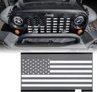 xprite aluminum alloy grill insert mesh for 2007-2018 jeep wrangler jk stock grille - black & white america u.s flag design logo