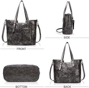 img 1 attached to 👜 Embossed Ladies Crossbody Shoulder Handbag & Wallet Set in Satchel Style - Women's Handbags