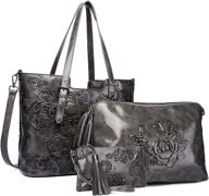 👜 embossed ladies crossbody shoulder handbag & wallet set in satchel style - women's handbags logo