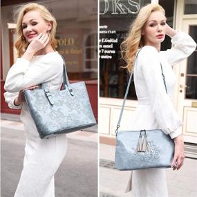 img 3 attached to 👜 Embossed Ladies Crossbody Shoulder Handbag & Wallet Set in Satchel Style - Women's Handbags
