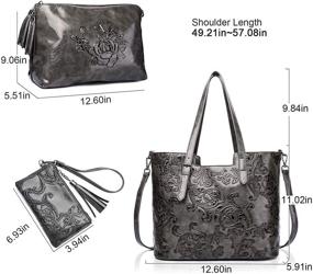 img 2 attached to 👜 Embossed Ladies Crossbody Shoulder Handbag & Wallet Set in Satchel Style - Women's Handbags