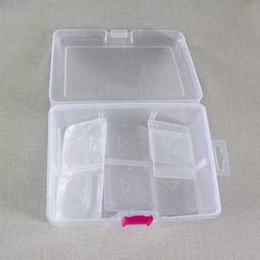 img 3 attached to 📦 Clear Plastic Adjustable Container Case for Jewelry Earrings, Necklaces, Beads – 6 Compartments (Red)