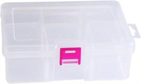 img 4 attached to 📦 Clear Plastic Adjustable Container Case for Jewelry Earrings, Necklaces, Beads – 6 Compartments (Red)