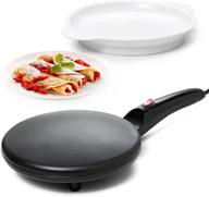 🥞 moos & stone electric crepe maker with auto power off, portable & non-stick dipping plate, on/off switch, nonstick coating & automatic temperature control, pan apo, easy to use for pancakes, blintz, chapati (black) логотип