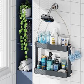 img 4 attached to 🚿 ADOVEL 2 in 1 Shower Caddy Organizer, Hanging Shower Head Caddy with Adjustable Height, Rust-Proof, No Drill Bathroom Shelf, 4 Suction Cups for Kitchen/Toilet/Bathroom