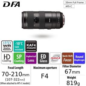 img 3 attached to 📸 HD PENTAX-D FA 70-210mm F4ED SDM WR: Professional Telephoto Zoom Lens with Constant f/4 Aperture, Weather-Resistance, and Close Focusing Capability