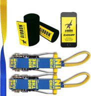 🐒 gibbon slacklines flowline 82ft with treewear: yellow/blue, 1" line and reinforced loop - complete set with tree and line protection logo