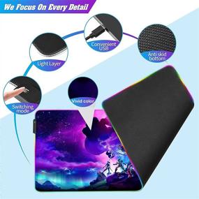img 2 attached to 🎮 Enhance Your Gaming Experience with the RGB Large Gaming Mouse Pad Galactus Skin, Featuring 12 Lighting Modes & Non-Slip Rubber Base for a Long Glowing Laptop Desk Pad, Perfect Combo for Computer Keyboard and Mice - 31.5X11.8 Size