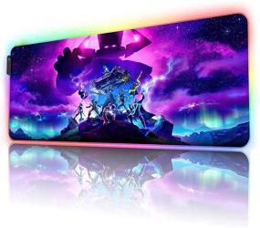 img 4 attached to 🎮 Enhance Your Gaming Experience with the RGB Large Gaming Mouse Pad Galactus Skin, Featuring 12 Lighting Modes & Non-Slip Rubber Base for a Long Glowing Laptop Desk Pad, Perfect Combo for Computer Keyboard and Mice - 31.5X11.8 Size
