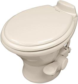 img 2 attached to 🚽 Dometic Bone Low Profile Toilet 14" Height 302311633 with Slow Close Wood Seat - Efficient and Stylish Bathroom Fixture