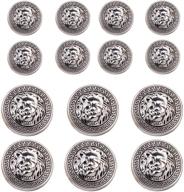 🦁 set of 14 silver vintage antique metal blazer buttons - lion head design - 3d - ideal for blazers, suits, and sport coats - sizes: 18mm and 23mm logo