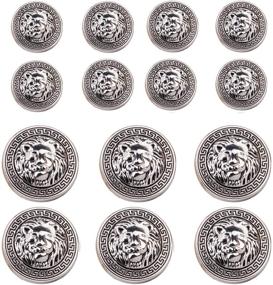 img 4 attached to 🦁 Set of 14 Silver Vintage Antique Metal Blazer Buttons - Lion Head Design - 3D - Ideal for Blazers, Suits, and Sport Coats - Sizes: 18mm and 23mm