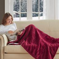 🔥 winter essential: plush sherpa electric heated throw blanket (red 50” x 60”) - washable, auto shut off, ul safety certified, 3 thermal heat settings logo